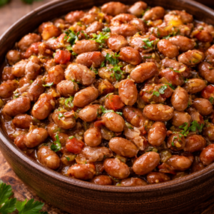 Hearty South African Iimbotyi: tender boiled sugar beans simmered with onions, garlic, tomatoes, and spices for a protein-rich dish.